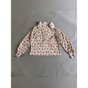 Cottagecore whimsical vintage 70s floral button-up M/L retro farmhouse